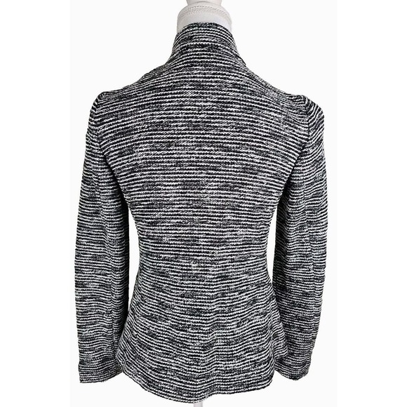 Talbots ~Woman Size 2~ Black/White Striped Cotton Blend Jacket Blazer Unlined. - Picture 9 of 9